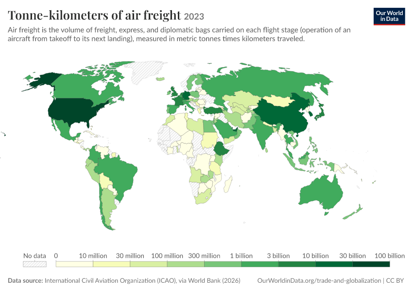 A thumbnail of the "Tonne-kilometers of air freight" chart