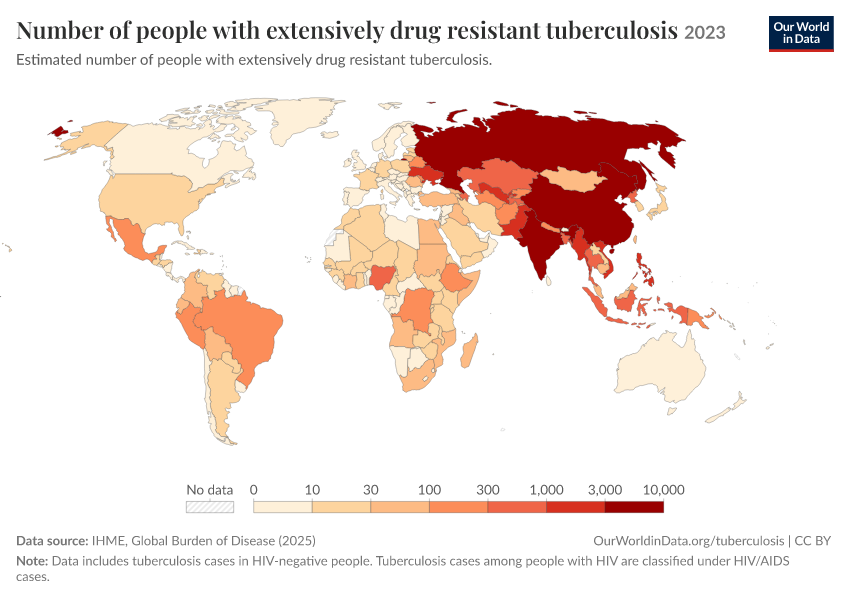 A thumbnail of the "Number of people with extensively drug resistant tuberculosis" chart