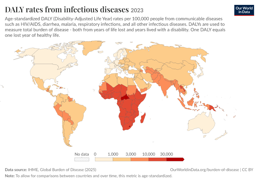 A thumbnail of the "DALY rates from infectious diseases" chart