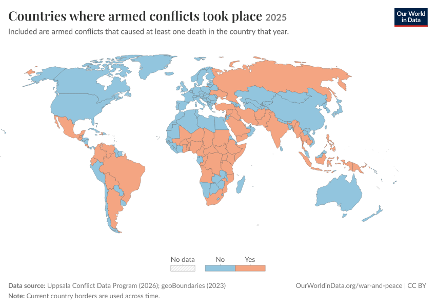 A thumbnail of the "Countries where armed conflicts took place" chart