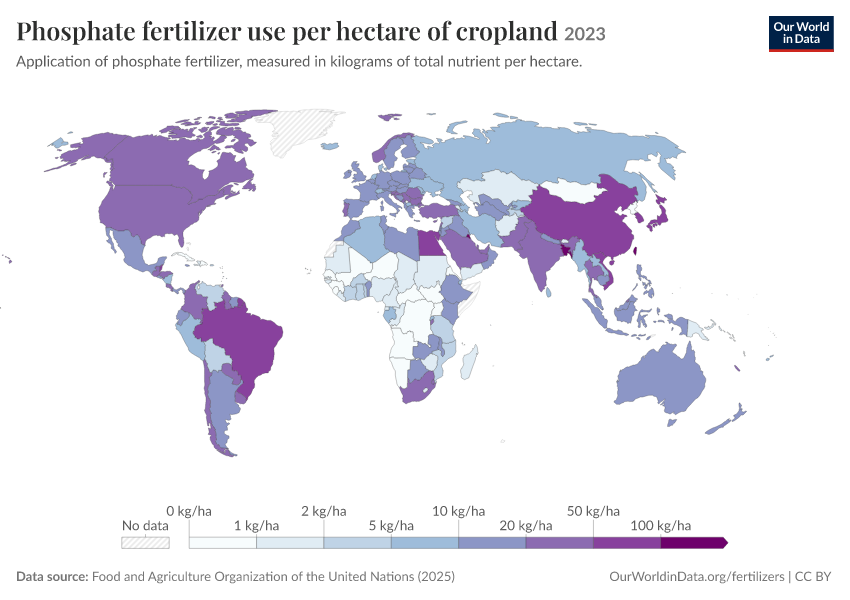 A thumbnail of the "Phosphate fertilizer use per hectare of cropland" chart