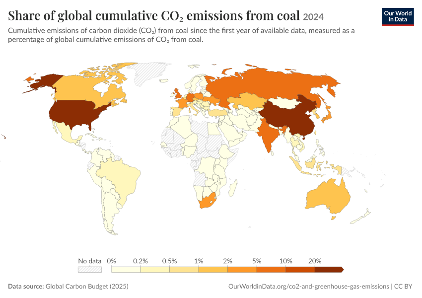 A thumbnail of the "Share of global cumulative CO₂ emissions from coal" chart