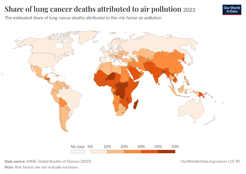 A thumbnail of the "Share of lung cancer deaths attributed to air pollution" chart