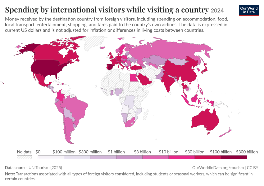 A thumbnail of the "Spending by international visitors while visiting a country" chart