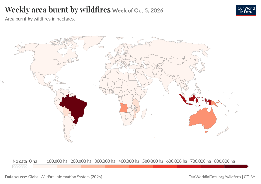 A thumbnail of the "Weekly area burnt by wildfires" chart