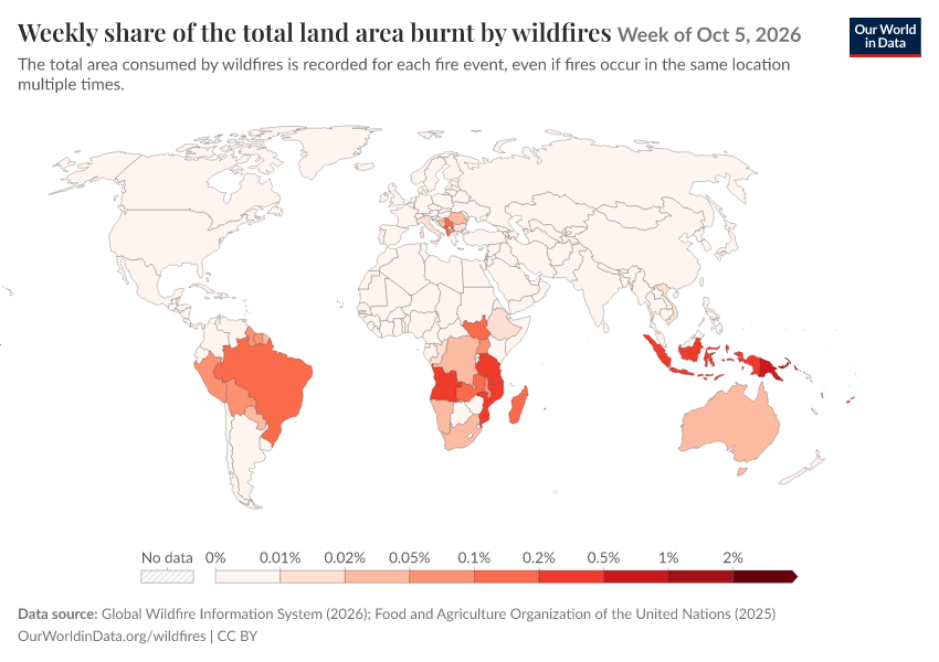 A thumbnail of the "Weekly share of the total land area burnt by wildfires" chart