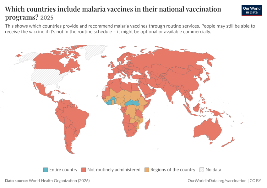 A thumbnail of the "Which countries include malaria vaccines in their national vaccination programs?" chart